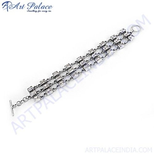 Elegant Fancy Cz 925 Sterling Silver Bracelet