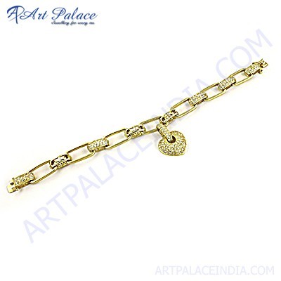 Gold Plated Heart Style CZ Bracelet