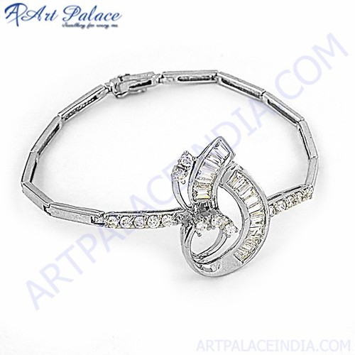 Romantic Style Cubic Zirconia Silver Bracelet