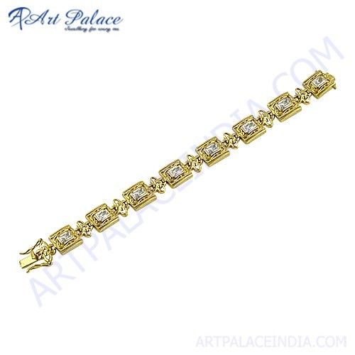 Gold Plated Cubic Zirconia Silver Bracelet