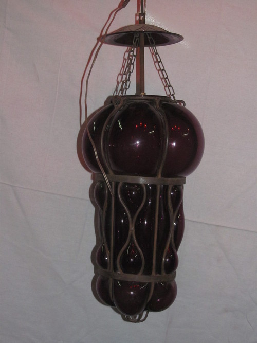 Glassware Item - Glass and Metal, 12x6 Inches, Purple, E26 Bulb | Elegant Design, Durable, Ambient Lighting, Pendant Style