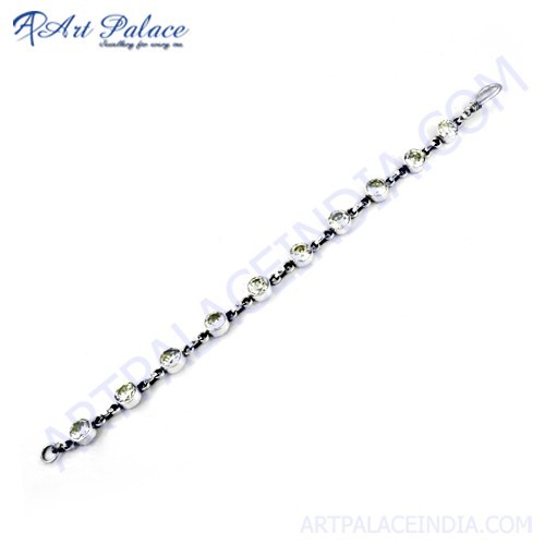 Traditional Look Cubic Zirconia Silver Bracelet