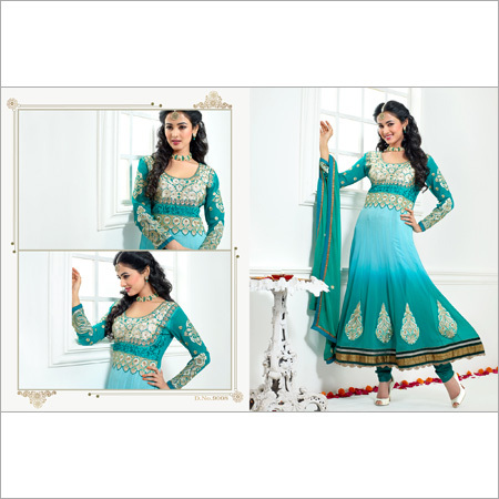 Salwar Kameez - Soft Silk, 54 Inches, Teal | Handcrafted Embroidery, Elegant Design, Comfortable Fit, Stylish Anarkali with Zari and Stones