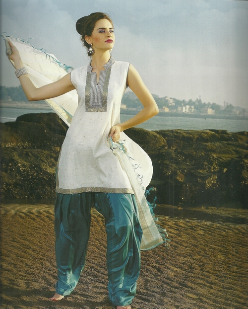 Designer Suits - Cotton Blend, Custom Size, White, Salwar Kameez | Elegant Style, Comfortable Fit, Shrink Resistant