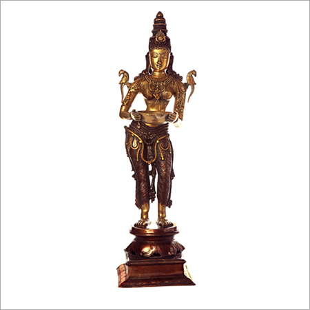 Bronze Standing 3 Tone Deepalakshmi Statue