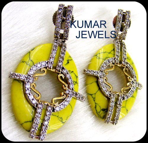 Neon Yellow Stone Earring