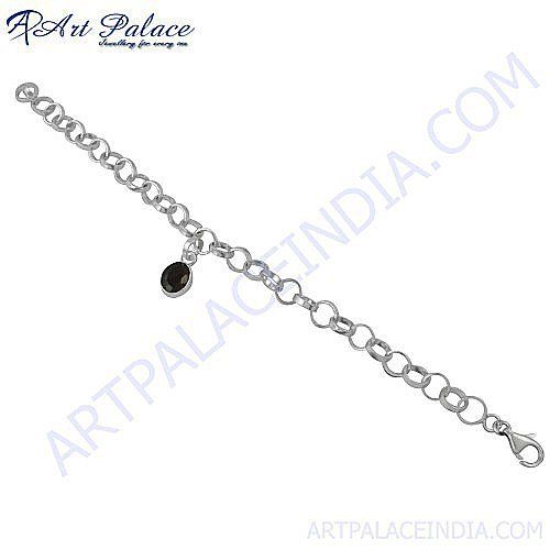 Unique Black Garnet Fashion Silver Bracelet 