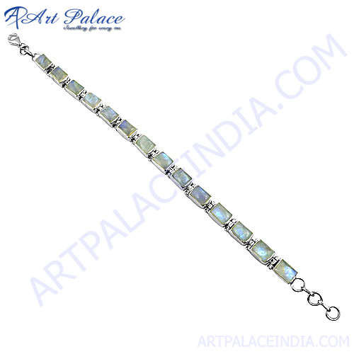 Rainbow Moonstone Silver Bracelet