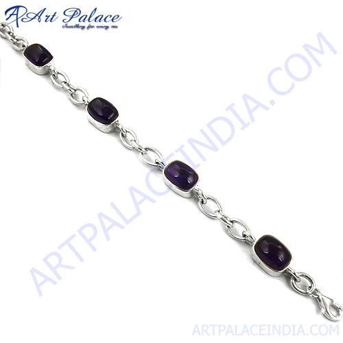 Exclusive Black African Amethyst Silver Braclelet