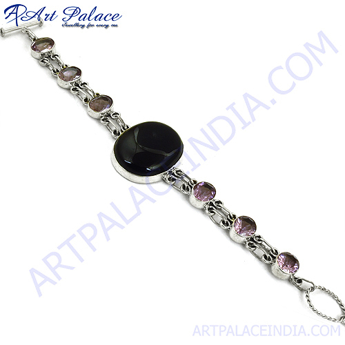 Special  Black Onyx Ethnic Silver Bracelet