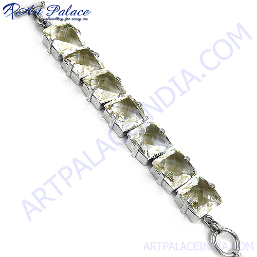 Square Crystal Silver Bracelet