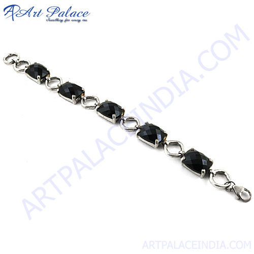 Charming Black Onyx Silver Bracelet