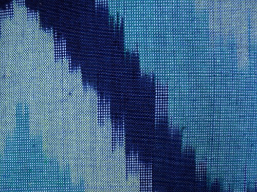 Ikkat - Cotton Blend, 1.5m Width, 250gsm Blue | Unique Pattern, Soft Texture, Durable Fabric, Hand-Woven Quality