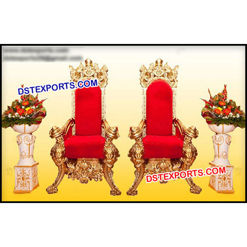 Golden Designer Carved King Chairs