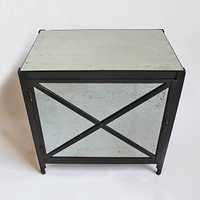 Modern Iron And Mirror Bedside Cabinet