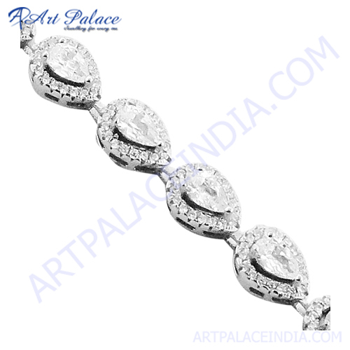 New Heart Shape Cubic Zirconia Silver Bracelet