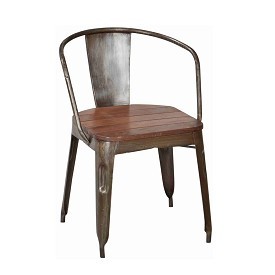 Industrial Iron Chair with Wood By FURNITURE CONCEPTS