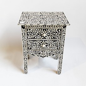 Bone Inlay Nightstand With Drawer By FURNITURE CONCEPTS
