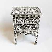 Bone Inlay Nightstand With Drawer