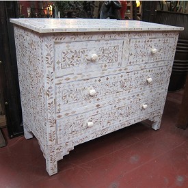 Mother of Pearl Inlay White Dresser By FURNITURE CONCEPTS