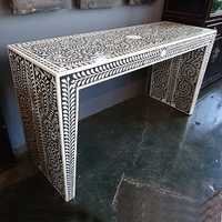 Bone Inlay Console Table Black