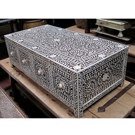 Bone Inlay Coffee Table With Surround Drawers Bone Inlay Coffee Table With Surround Drawers