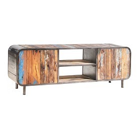 Reclaimed Wood and Iron Plasma Stand