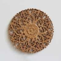 Carved Teak Panel - Natural Teak
