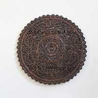 Teak Wood Round Carved Panel
