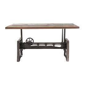 Reclaimed Wood and Iron Adjustable Dining Table