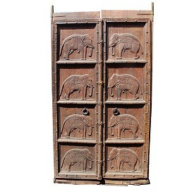 Jodhpur Carved Wood Elephant Door