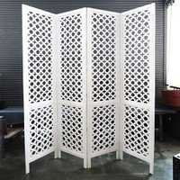 Carved Wood Work White Screen Room Divider