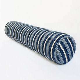 Denim Striped Bolster Pillow