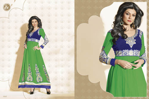 Latest Green Embroidered Anarkali Salwar Kameez