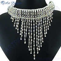 Fashionable Garnet Pearl Silver Nacklace
