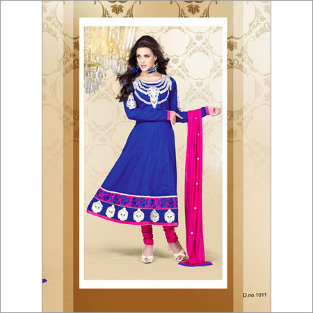 Blue Cotton Embroidered Salwar Kameez