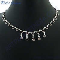 Lovely Heart Style Garnet Silver Necklace