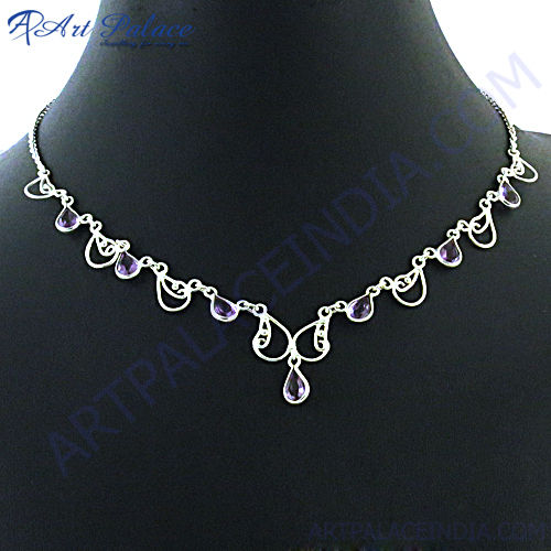 Most Fashionable Amethyst Silver Necklace