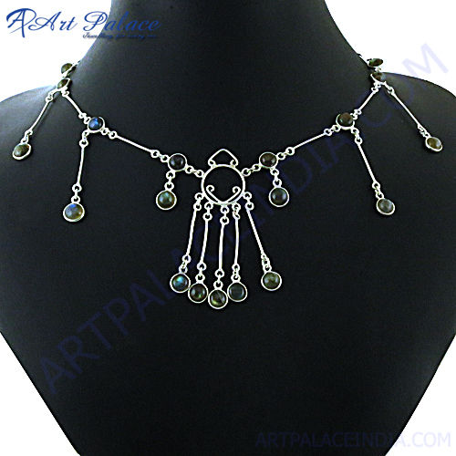 Party Wear Labradorite Silver Necklace