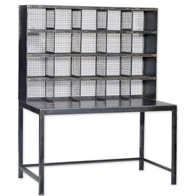 Industrial Desk with Mesh Iron Display Storage By FURNITURE CONCEPTS