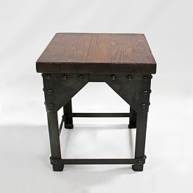Reclaimed Wood and Iron Side Table