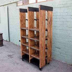 Reclaimed Wood and Iron Work Display Shelf