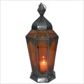Moroccan Candle Lantern - Metal & Glass, 12x6 Inches, Silver | Elegant Design, Royal Look, Ambient Lighting