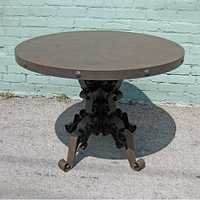 Industrial Iron Round Dining Table Scroll Table
