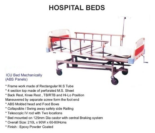 Hospital Bed - Steel Frame, 90x200cm, Variable Height | Patient Comfort, Easy Adjust, Mobile Base, Side Rails, Infection Control