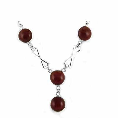 Ethnic And Rhodolite Silver Necklace 