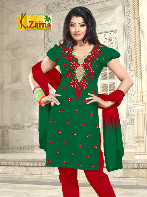 Green And Red Readymade Salwar Suits