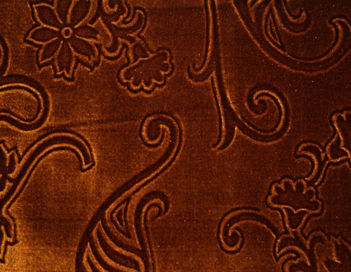 Flocked Fabric 6 - Polyester 300gsm 150cm Brown, Floral Pattern | Soft Texture, Durable, Easy Cleaning