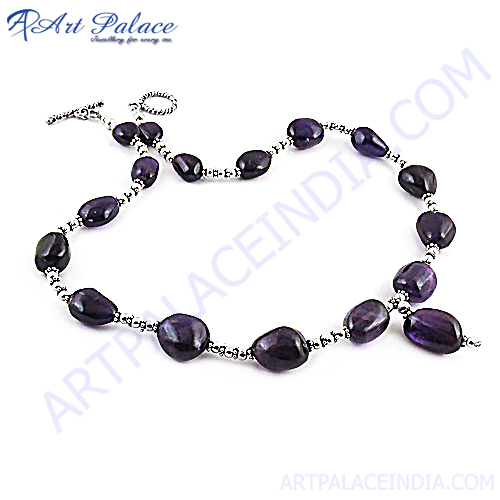 Impressive African Amethyst Silver Necklace