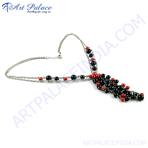 Newest Fashionable Product Beaded Silver Necklace